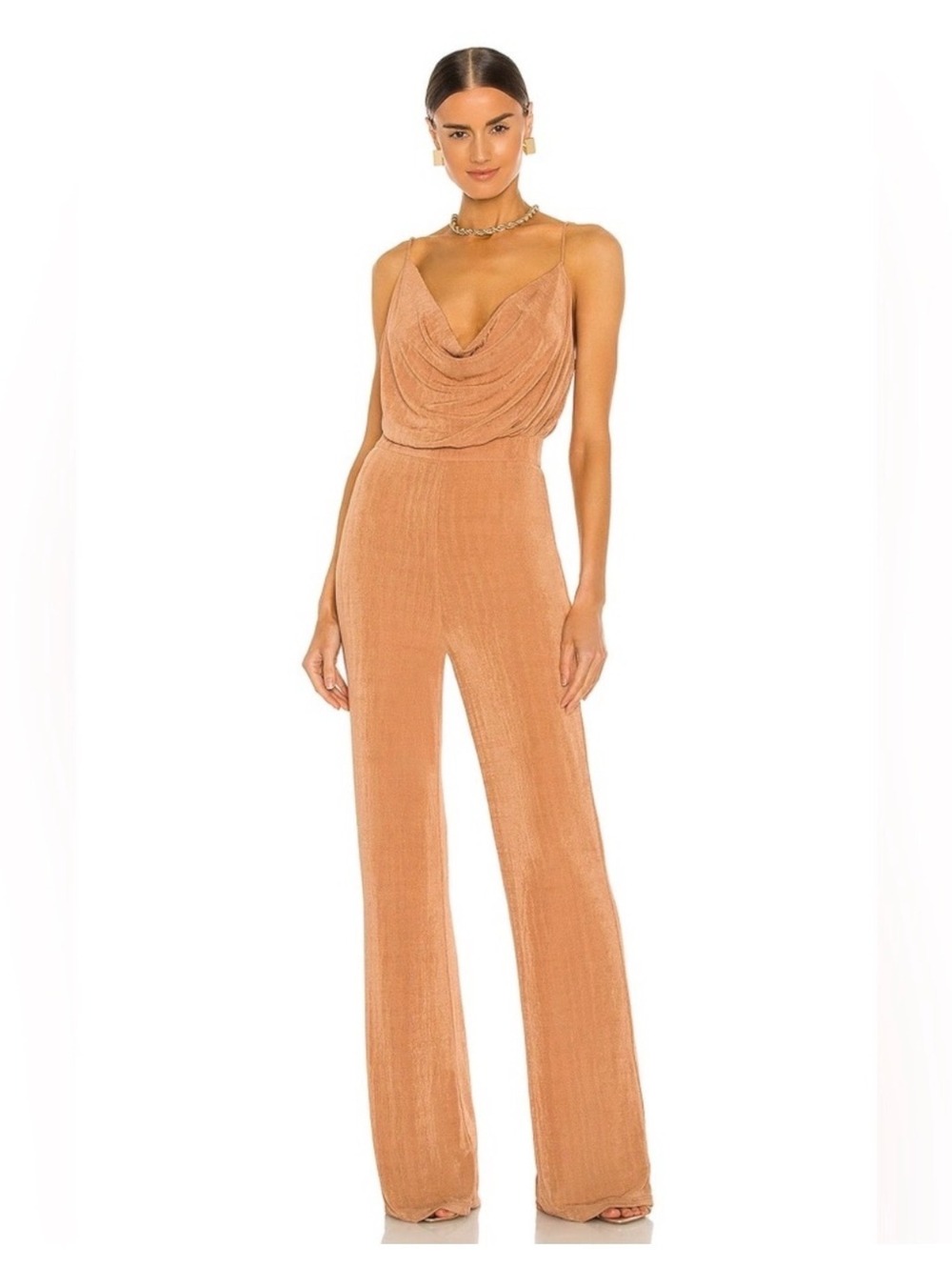 MISHA Desert Rose Sleeveless Jumpsuit Draped Neckline Wide-Leg Pants Size US 6